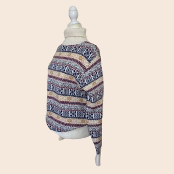Vintage Acrylic Fair Isle Style Turtleneck Sweater Size M - Picture 2 of 8